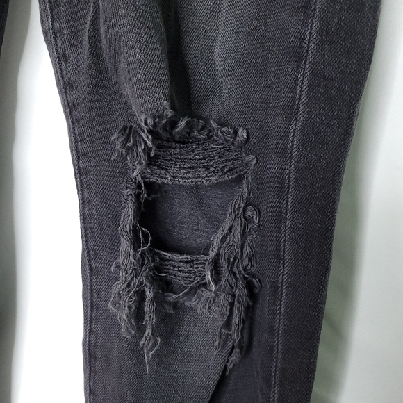 L'AGENCE Audrina Straight High Rise Vintage Black Worn Destruct Jeans Size 28 - Picture 9 of 12